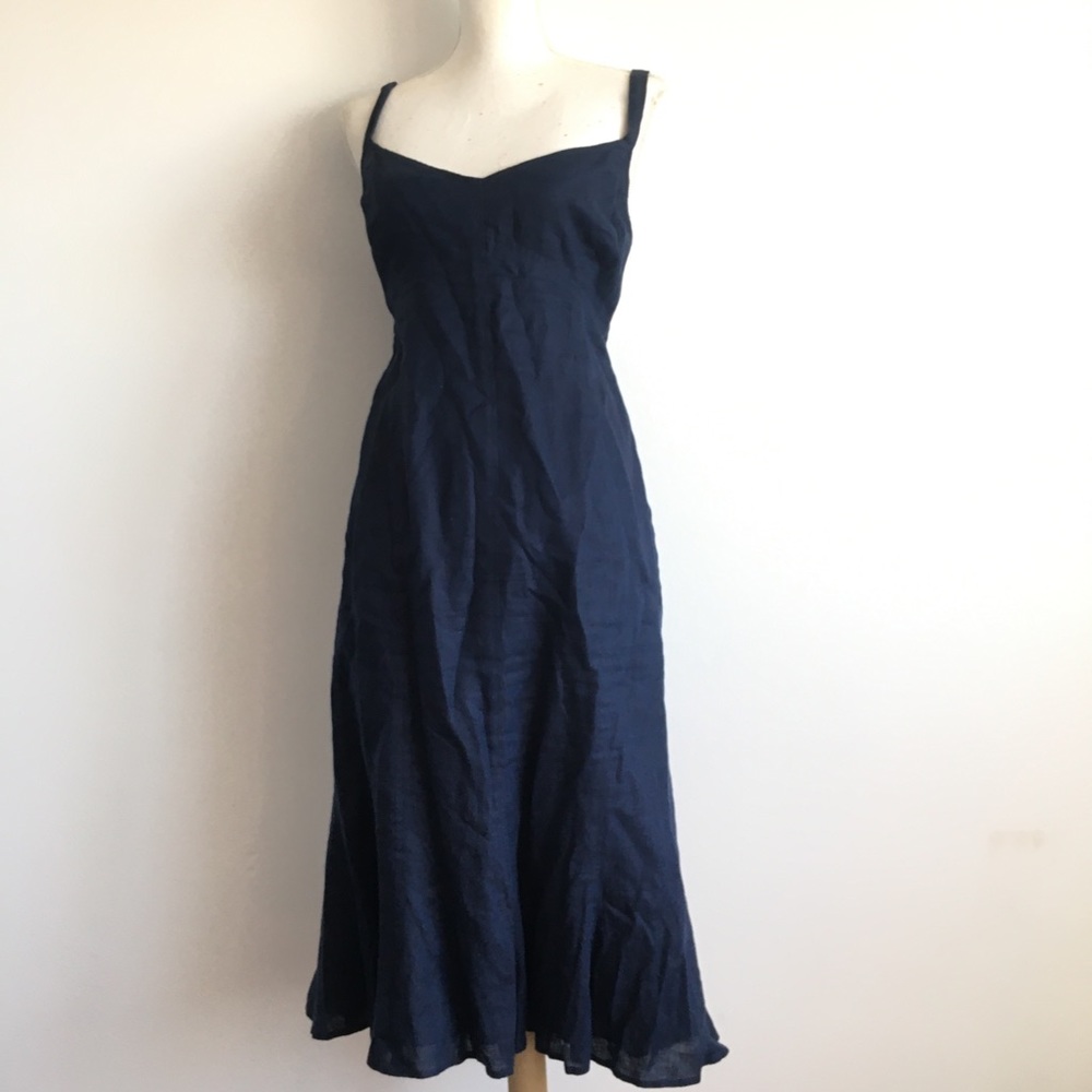 Ralph Lauren | navy midi Linen dress